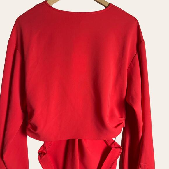 A.L.C. Zoey Red Cutout Twist Front Long Sleeve Mini Dress Size 10 - Picture 6 of 13
